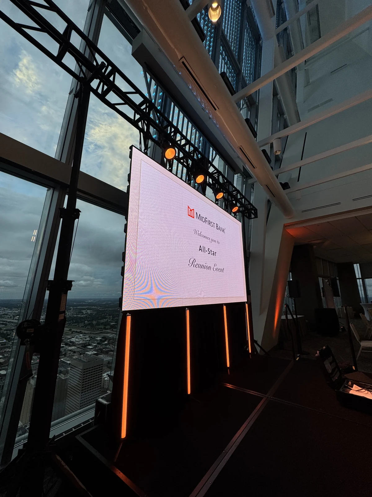 MidFirst Bank All-Star reunion event LED wall and stage lighting